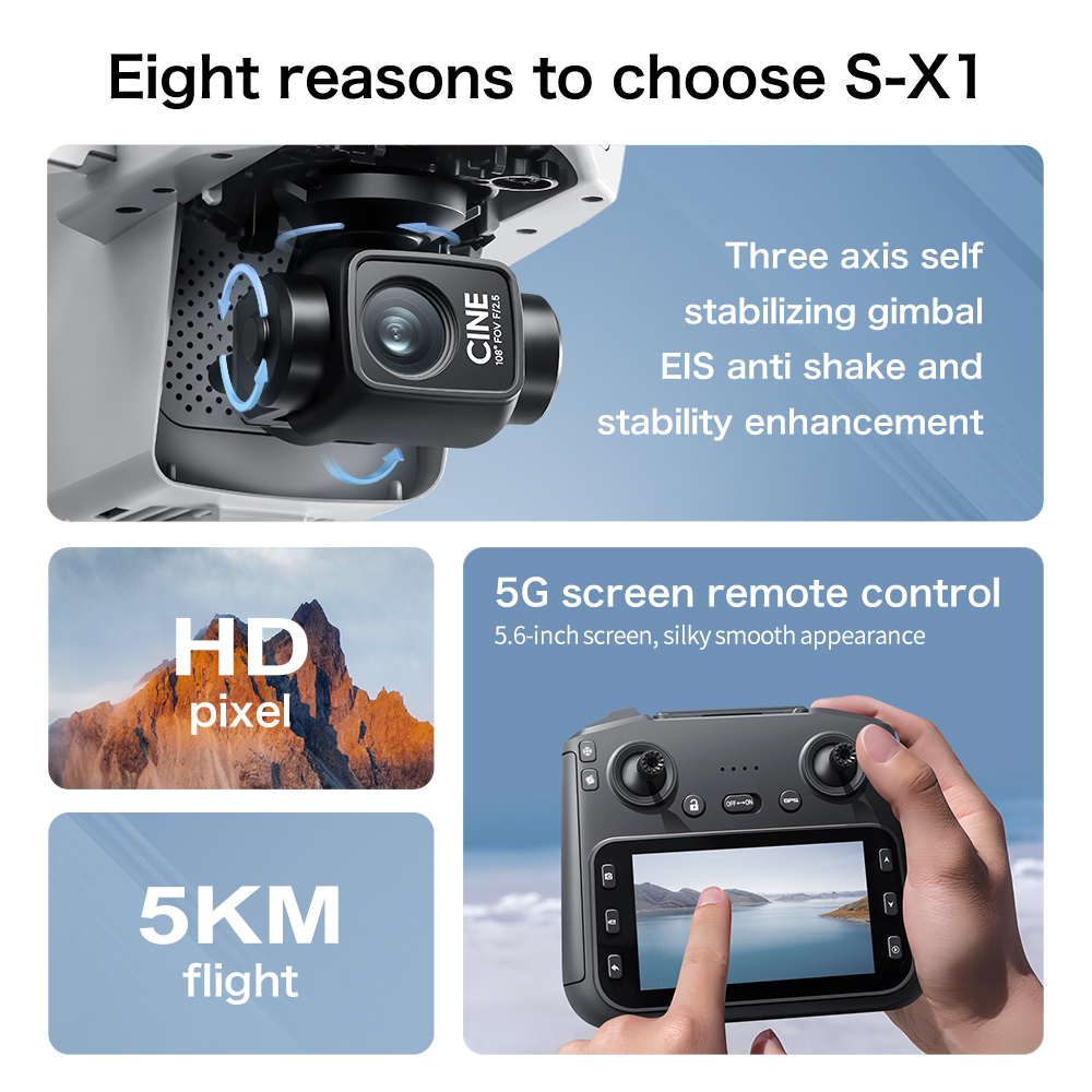 S-X1 MAX GPSドローン、3軸ジンバル搭載、8K/4 - Drone Gimbal 3 Axis のレビューと価格